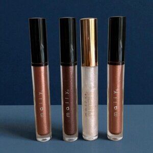 Mally Beauty Liquid Shimmer Eyeshadow and Lip Gloss Bundle 4 Piece Bundle